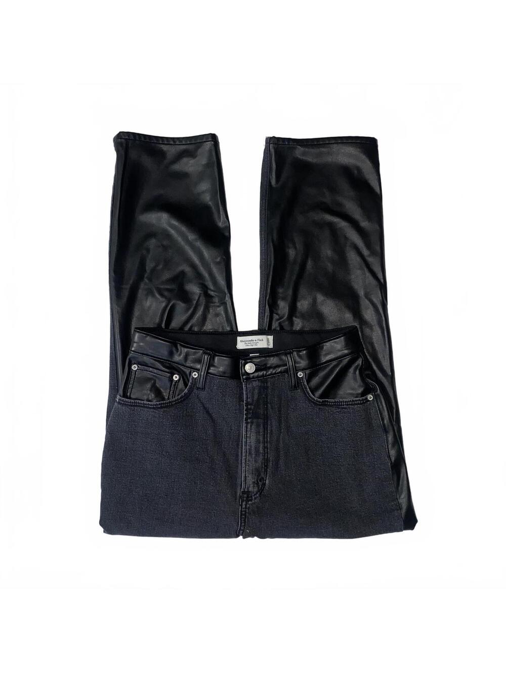 Abercrombie & Fitch Curve Love Vegan Leather Split High Rise Jeans Size 31